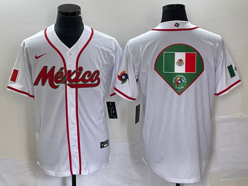 Men 2023 World Cub Mexico Blank White Nike MLB Jersey6